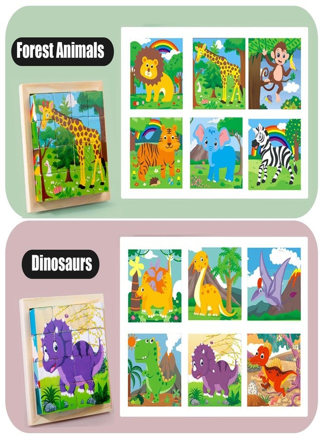 Aykzaqe 24 Jigsaw Puzzle Designs Cube Wooden Puzzles with Storage Tray,Toddler Kids Puzzles Ages 3 4 5 6,Educational Learning Montessori Toys for 3 4 5 Year Old - Image 3
